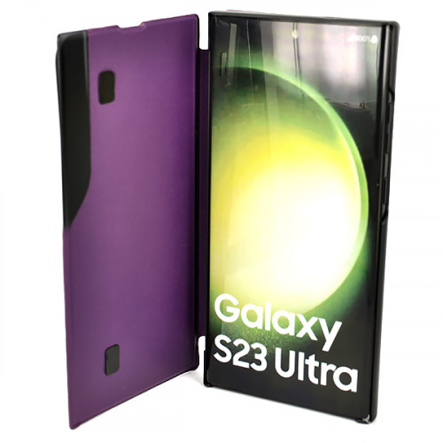 Кожаный чехол Clear View Standing для Samsung Galaxy S23 Ultra (SM-S918) фиолетовый