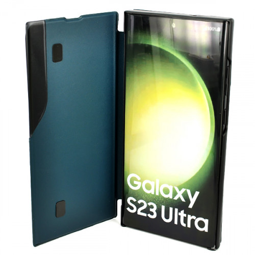 Кожаный чехол Clear View Standing для Samsung Galaxy S23 Ultra (SM-S918) бирюзовый