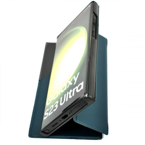 Кожаный чехол Clear View Standing для Samsung Galaxy S23 Ultra (SM-S918) бирюзовый