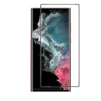 Закаленное защитное стекло с закругленным краем для Samsung Galaxy S22 Ultra с черной рамкой и круглым вырезом