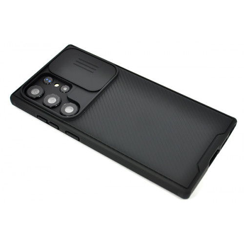 Фирменный черный кейс Nillkin для Samsung Galaxy S23 Ultra (SM-S918) с защитой задней камеры