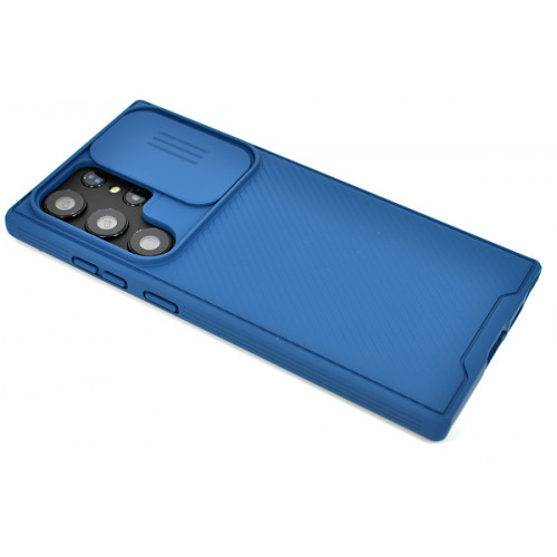 Фирменный синий кейс Nillkin для Samsung Galaxy S23 Ultra Ultra (SM-S918) с защитой задней камеры