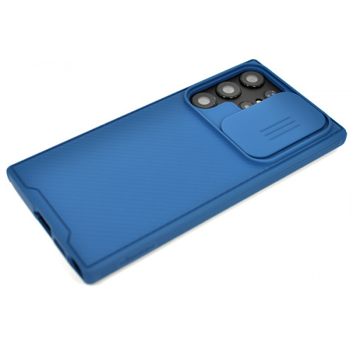 Фирменный синий кейс Nillkin для Samsung Galaxy S23 Ultra Ultra (SM-S918) с защитой задней камеры