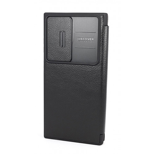 Черный премиум чехол-книжка на Samsung Galaxy S23 Ultra (SM-S918) с отделом для пластиковых карт