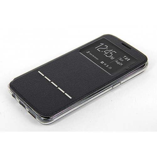 Черный фирменный чехол Cover Open с магнитной полоской для приема вызова на Samsung Galaxy S7 Edge