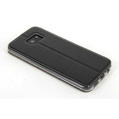 Черный фирменный чехол Cover Open с магнитной полоской для приема вызова на Samsung Galaxy S7 Edge