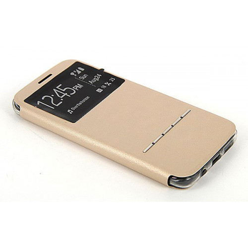 Золотой фирменный чехол Cover Open с магнитной полоской для приема вызова для Samsung Galaxy S7 Edge