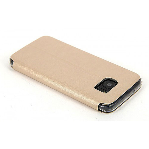 Золотой фирменный чехол Cover Open с магнитной полоской для приема вызова для Samsung Galaxy S7 Edge