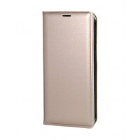 Кожаный фирменный чехол Flip Wallet для Samsung Galaxy S7 Edge золотого цвета с отделом для пластиковых карт