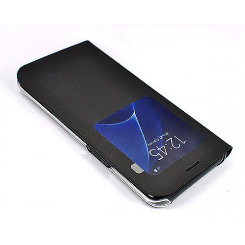 Кожаный чехол-книжка S-View Cover для Samsung Galaxy S7 Edge черного цвета