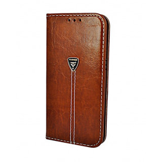 Дизайнерский коричневый кожаный чехол-книжка для Samsung Galaxy S7 Edge с отделом для пластиковых карт