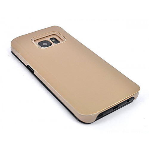Чехол из кожи Clear View Standing для Samsung Galaxy S7 Edge золотого цвета