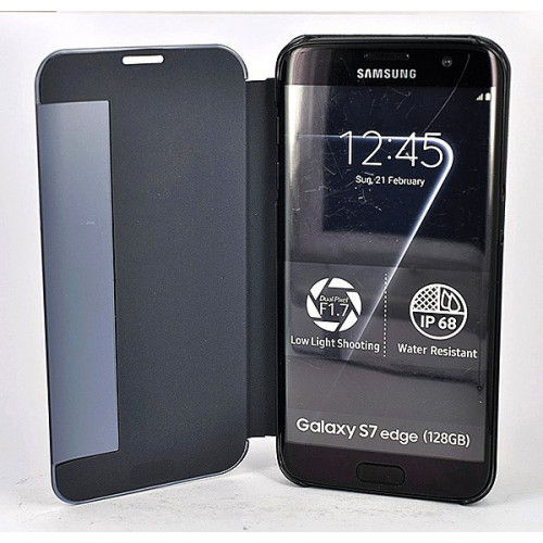 Чехол из кожи Clear View Standing для Samsung Galaxy S7 Edge синего цвета