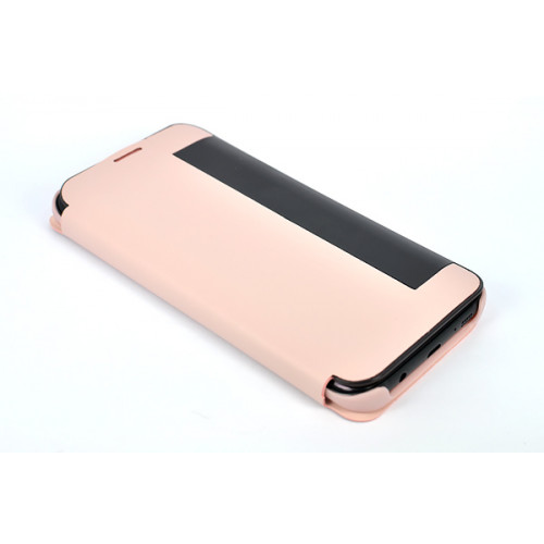 Чехол из кожи Clear View Standing для Samsung Galaxy S7 Edge бледно-розового цвета