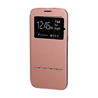 Розовый фирменный чехол Cover Open с магнитной полоской для приема вызова на Samsung Galaxy S9 Plus