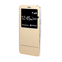 Золотой фирменный чехол Cover Open с магнитной полоской для приема вызова на Samsung Galaxy S9 Plus