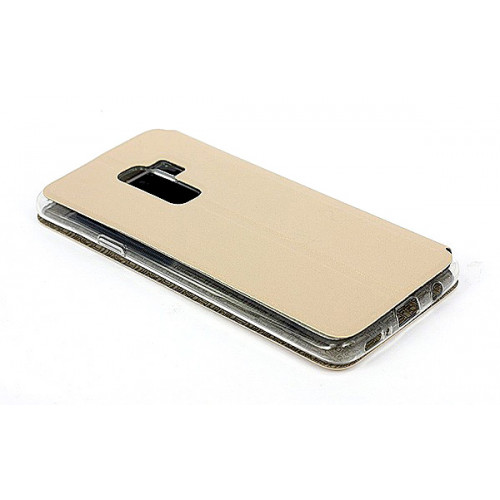 Золотой фирменный чехол Cover Open с магнитной полоской для приема вызова на Samsung Galaxy S9 Plus (G965)