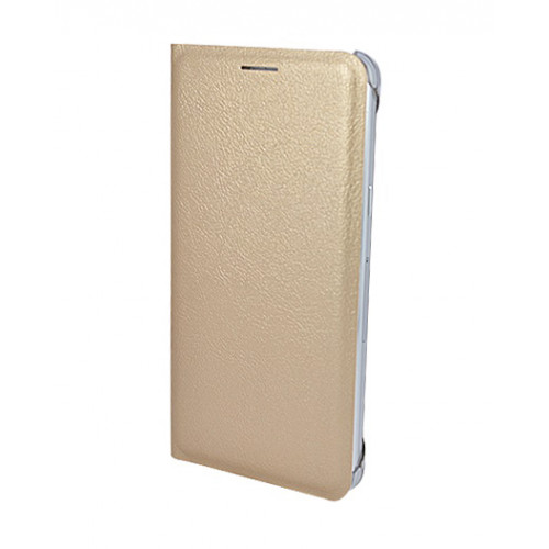 Кожаный фирменный чехол Flip Wallet для Samsung Galaxy A5 2016 золотой