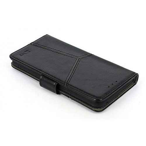 Черный дизайнерский кожаный чехол-книжка для Samsung Galaxy A5 2016 с магнитной застежкой и отделом для пластиковых карт