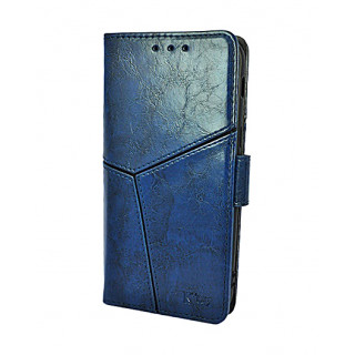 Темно-синий дизайнерский кожаный чехол-книжка для Samsung Galaxy A5 2017 с отделом для пластиковых карт и магнитной застежкой