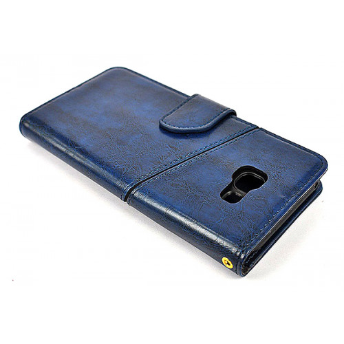 Темно-синий дизайнерский кожаный кейс для Samsung Galaxy A5 2017 с отделом для пластиковых карт и магнитной застежкой