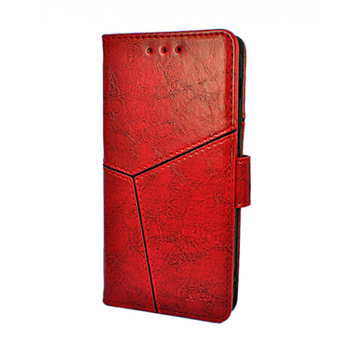 Красный дизайнерский кожаный чехол-книжка для Samsung Galaxy A5 2017 (A520F) с отделом для пластиковых карт и магнитной застежкой