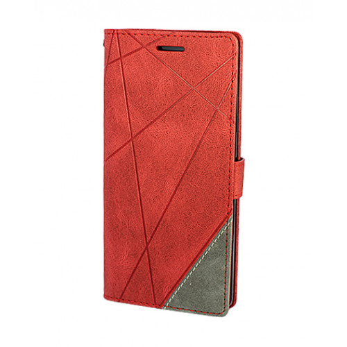 Красный кожаный чехол-книжка для Samsung Galaxy A5 2017 с отделом для пластиковых карт 
