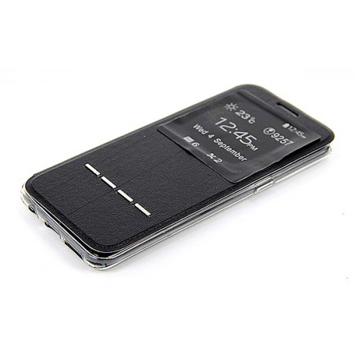Черный фирменный чехол Cover Open с магнитной полоской для приема вызова на Samsung Galaxy S8 Plus