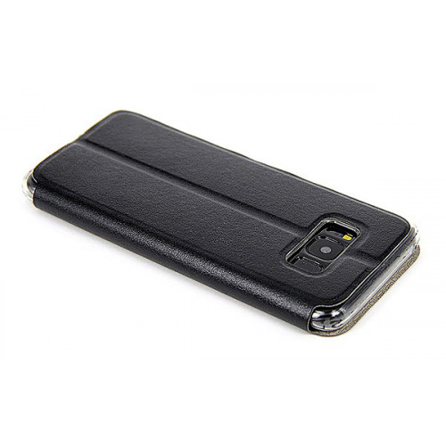 Черный фирменный чехол Cover Open с магнитной полоской для приема вызова на Samsung Galaxy S8