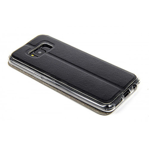 Черный фирменный чехол Cover Open с магнитной полоской для приема вызова на Samsung Galaxy S8 Plus