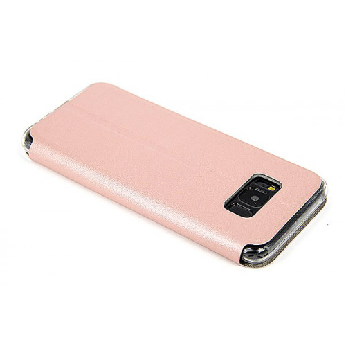 Розовый фирменный чехол Cover Open с магнитной полоской для приема вызова на Samsung Galaxy S8 Plus