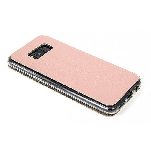 Розовый фирменный чехол Cover Open с магнитной полоской для приема вызова на Samsung Galaxy S8 Plus