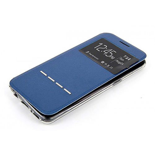 Синий фирменный чехол Cover Open с магнитной полоской для приема вызова на Samsung Galaxy S8 Plus