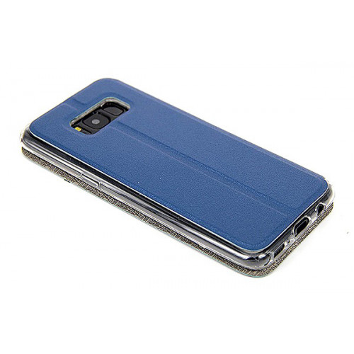Синий фирменный чехол Cover Open с магнитной полоской для приема вызова на Samsung Galaxy S8 Plus