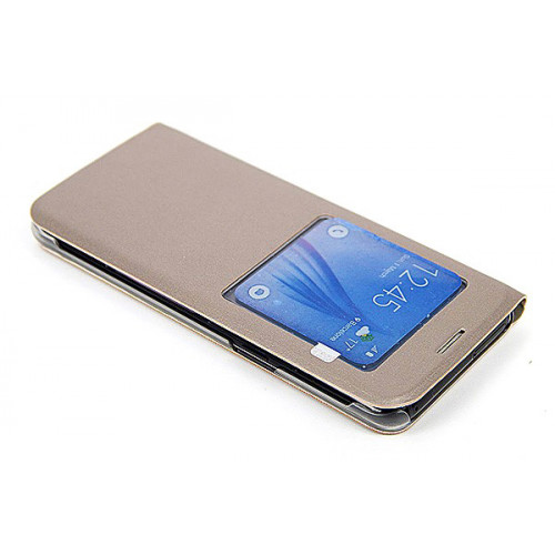 Золотой кожаный чехол-книжка Flip Cover Open для Samsung Galaxy S8