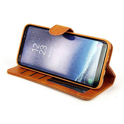 Светло-коричневый премиум чехол-книжка для Samsung Galaxy S8 с отделом для пластиковых карт