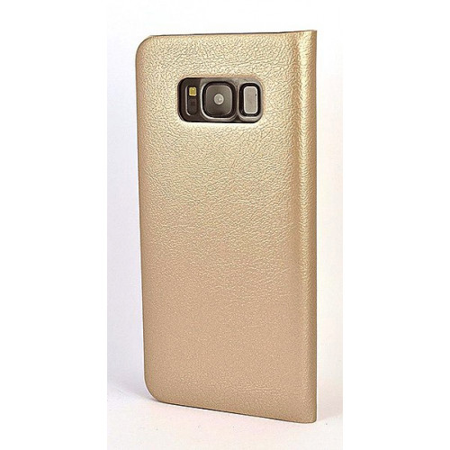 Кожаный чехол Flip Wallet для Samsung Galaxy S8 золотого цвета с отделом для пластиковых карт