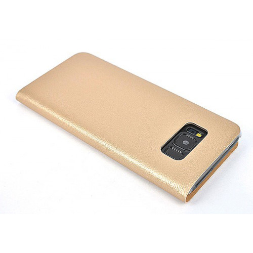 Кожаный чехол Flip Wallet для Samsung Galaxy S8 золотого цвета с отделом для пластиковых карт