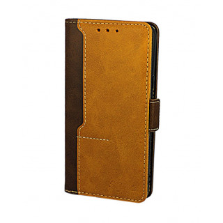 Фирменный кожаный коричневый чехол для Samsung Galaxy S8 с магнитной застежкой и отделом для пластиковых карт