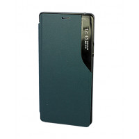 Кожаный фирменный чехол Clear View Standing для Samsung Galaxy Note 8 темно-зеленый