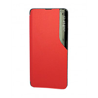 Кожаный фирменный чехол Clear View Standing для Samsung Galaxy Note 8 красного цвета