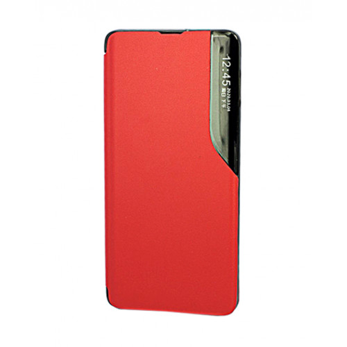 Кожаный фирменный чехол Clear View Standing для Samsung Galaxy Note 8 красного цвета