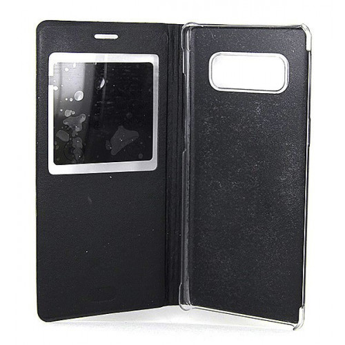 Черный фирменный чехол-книжка Flip Cover Open для Samsung Galaxy Note 8