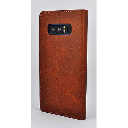 Коричневый кожаный премиум чехол-книжка для Samsung Galaxy Note 8 с отделом для пластиковых карт