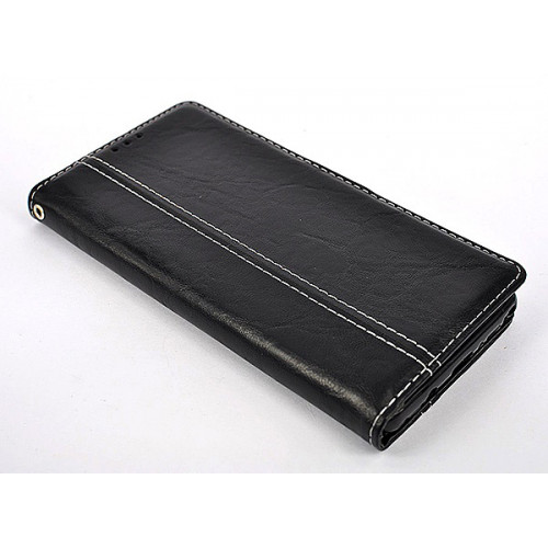 Черный кожаный чехол-книжка для Samsung Galaxy Note 8 с отделом для пластиковых карт и магнитной застежкой