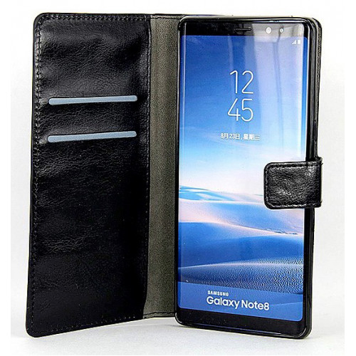 Кожаный leather case с отделом для пластиковых карт для Samsung Galaxy Note 8 Black