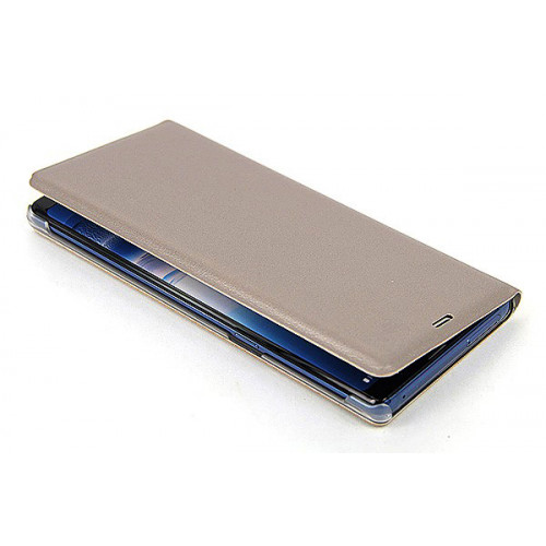 Кожаный фирменный чехол Flip Wallet для Samsung Galaxy Note 8 золотого цвета с отделом для пластиковых карт