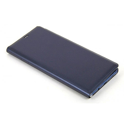 Кожаный фирменный чехол Flip Wallet для Samsung Galaxy Note 8 синего цвета с отделом для пластиковых карт