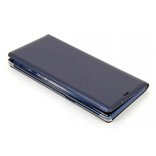 Кожаный фирменный чехол Flip Wallet для Samsung Galaxy Note 8 синего цвета с отделом для пластиковых карт