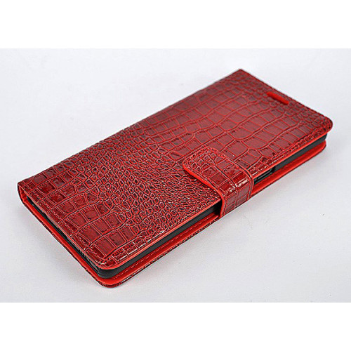 Лакированный красный чехол-книжка под крокодила для Samsung Galaxy Note 8 с отделом для пластиковых карт
